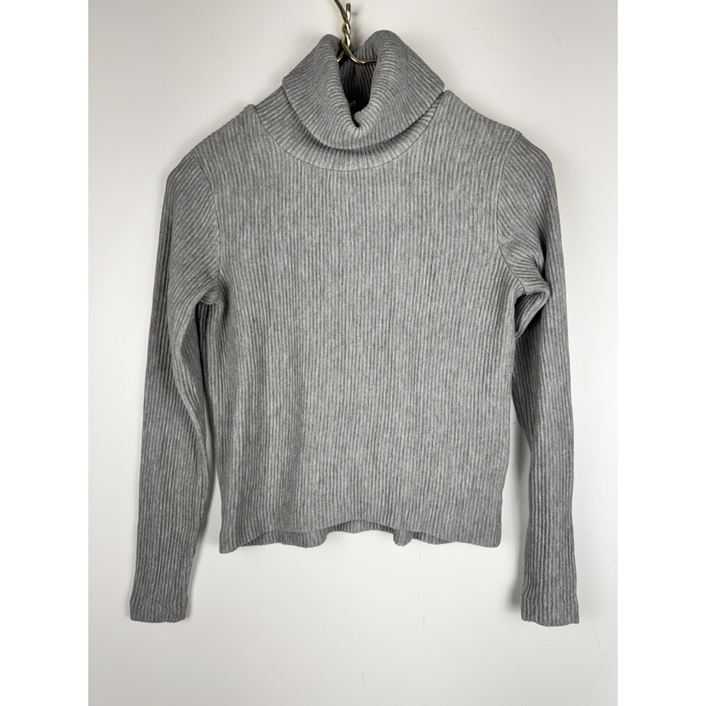 Club Monaco Gray Ribbed Turtleneck Sweater Top Womens XS Stretch Knit